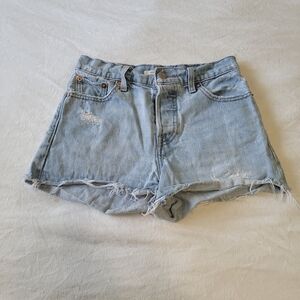 Levi's Wedgie Shorts Size 26 Cutoffs Distressed Button Fly Light Wash